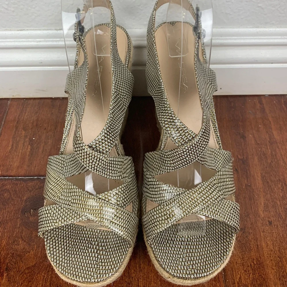 Via Spiga Gold Metallic Leather Espadrille Sandals‎